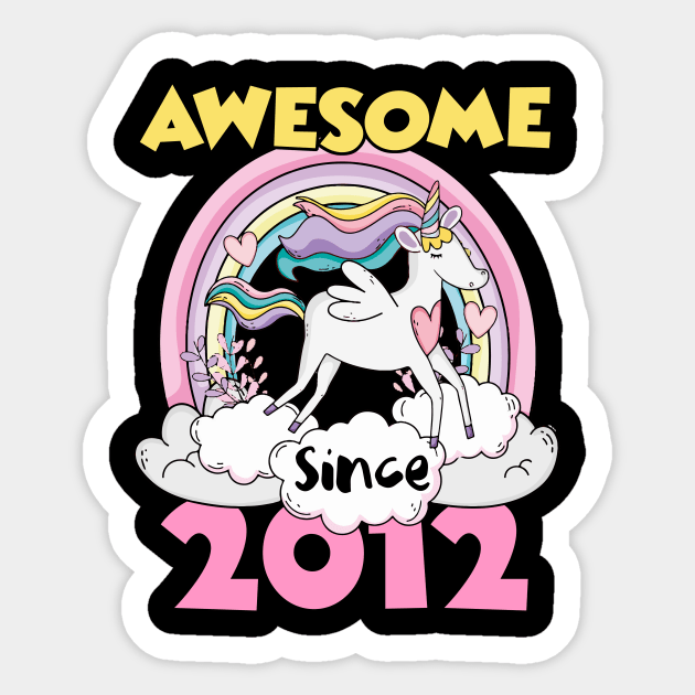 Cute Awesome Unicorn 2012 Funny Gift Pink Sticker by saugiohoc994